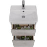 Тумба LEMARK COMBI 50 см под раковину, подвесная/напольная, 2 ящика, фасад Бетон, корпус белый глянец LM03C50T-Beton